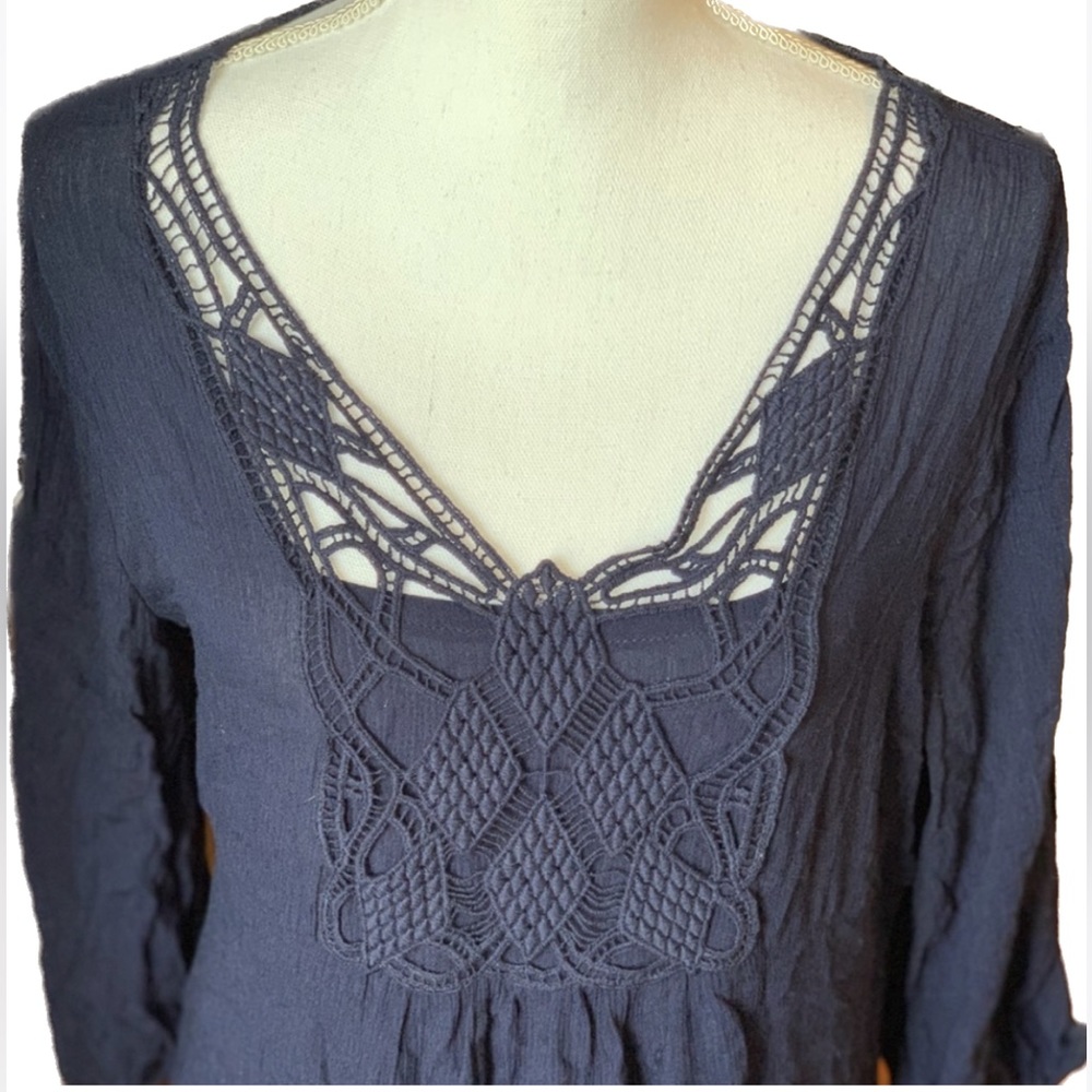 NAÏF long sleeve embroidered V-neck dress